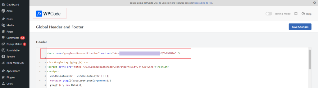 Step 7: Need To Add WP Code WordPress Plugin